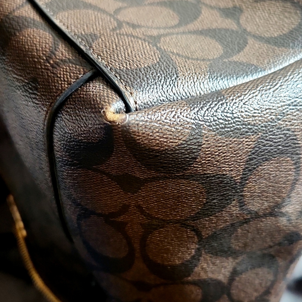 Coach Ava Chain Tote Signature Canvas in Brown/Black AUTHENTIC - Picture 8 of 9